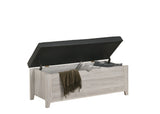 Blanket Box Ottoman Storage With Leather Upholstery In White Oak