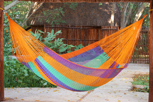 Queen Size Mayan Legacy Cotton Mexican Hammock in Alegra Colour