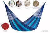King Size Mayan Legacy Cotton Mexican Hammock in Caribean Blue Colour