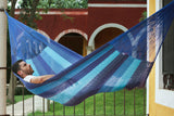 King Size Mayan Legacy Cotton Mexican Hammock in Caribean Blue Colour