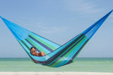 Single Size Mayan Legacy Cotton Mexican Hammock in Oceanica Colour