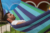 Single Size Mayan Legacy Cotton Mexican Hammock in Oceanica Colour