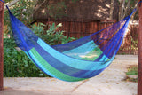 Queen Size Mayan Legacy Cotton Mexican Hammock in Oceanica Colour