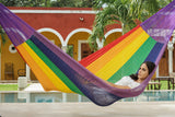 Single Size Mayan Legacy Cotton Mexican Hammock in Rainbow Colour