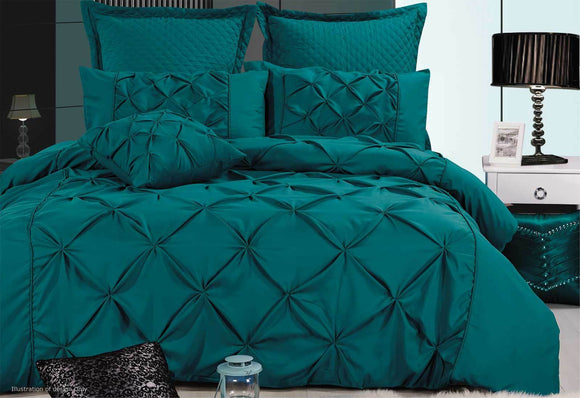 Luxton King Size Fantine Teal Diamond Pintuck Quilt Cover Set(3PCS)