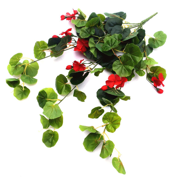 Artificial Geranium Hanging Bush with Red Flowers 60cm