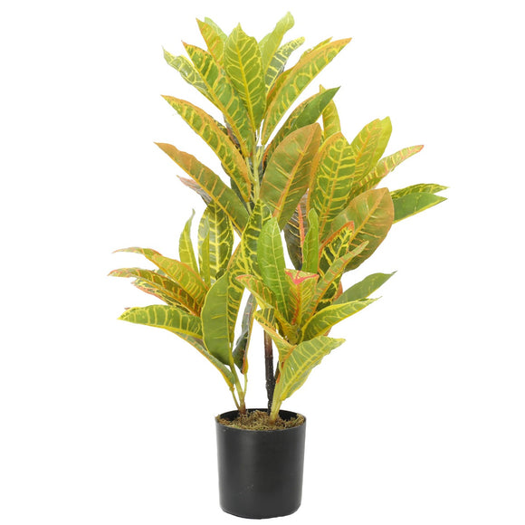 Artificial Potted Flaming Zebra (Codiaeum variegatum / crotons) 55cm