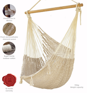 Mexican Hammock Mayan Legacy swing chair in Cream