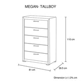 4 Pieces Storage Bedroom Suite Upholstery Fabric in Light Grey with Base Drawers Queen Size Oak Colour Bed, Bedside Table & Tallboy