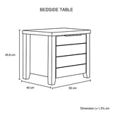 4 Pieces Bedroom Suite Natural Wood Like MDF Structure Queen Size White Ash Colour Bed, Bedside Table & Tallboy