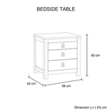 4 Pieces Bedroom Suite with Solid Acacia Wood Veneered Construction in Queen Size White Ash Colour Bed, Bedside Table & Tallboy