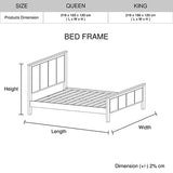 4 Pieces Bedroom Suite with Solid Acacia Wood Veneered Construction in Queen Size White Ash Colour Bed, Bedside Table & Tallboy