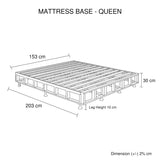 Mattress Base Ensemble Queen Size Solid Wooden Slat in White with Removable Cover