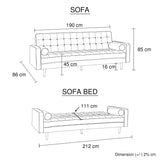 Sofa Bed 3 Seater Button Tufted Lounge Set for Living Room Couch in Velvet Green Colour