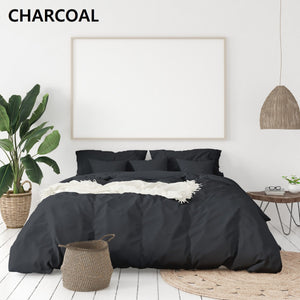 Royal Comfort 1000 Thread Count Bamboo Cotton Sheet and Quilt Cover Complete Set Queen Charcoal