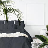 Royal Comfort 1000 Thread Count Bamboo Cotton Sheet and Quilt Cover Complete Set Queen Charcoal