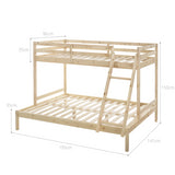 Solid Timber Triple Bunk Bed Single over Double Natural