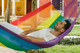 Jumbo Plus Size Mayan Legacy Nylon Mexican Hammock in Rainbow Colour
