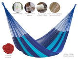 King Size Outoor Cotton Mayan Legacy Mexican Hammock in Caribean Blue