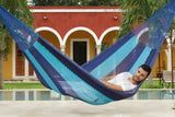 King Size Outoor Cotton Mayan Legacy Mexican Hammock in Caribean Blue