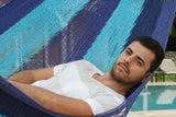 King Size Outoor Cotton Mayan Legacy Mexican Hammock in Caribean Blue