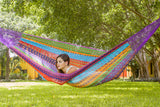 Queen Size Outoor Cotton Mayan Legacy Mexican Hammock in Colorina