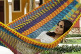 King Size Outoor Cotton Mayan Legacy Mexican Hammock in  Confeti