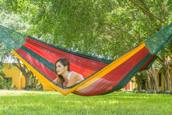 Queen Size Outoor Cotton Mayan Legacy Mexican Hammock in Imperial