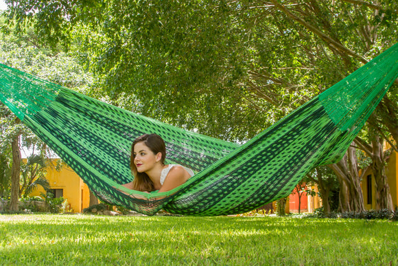 Jumbo  Size Outoor Cotton Mayan Legacy Mexican Hammock in Jardin