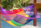 King Size Outoor Cotton Mayan Legacy Mexican Hammock in Rainbow