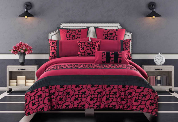 Luxton King Size Afton Red and Black Quilt Cover Set (3PCS)