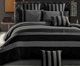 Queen Size Grey Black Sriped Quilt Cover Set(3PCS)