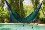 King Size Mayan Legacy Deluxe Outdoor Cotton Mexican Hammock  in Caribe Colour