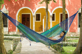 King Size Mayan Legacy Deluxe Outdoor Cotton Mexican Hammock  in Caribe Colour