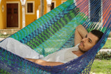 King Size Mayan Legacy Deluxe Outdoor Cotton Mexican Hammock  in Caribe Colour