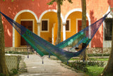 King Size Mayan Legacy Deluxe Outdoor Cotton Mexican Hammock  in Caribe Colour