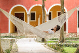King Size Mayan Legacy Deluxe Outdoor Cotton Mexican Hammock  in Cream Colour