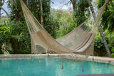 King Size Mayan Legacy Deluxe Outdoor Cotton Mexican Hammock  in Cream Colour