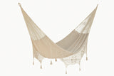 Queen Size Mayan Legacy Deluxe Outdoor Cotton Mexican Hammock  in Cream Colour