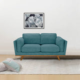 2 Seater Sofa Teal Fabric Lounge Set for Living Room Couch with Wooden Frame