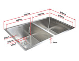 835x505mm Handmade 1.5mm Stainless Steel Undermount / Topmount Kitchen Sink with Square Waste