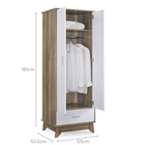 2 Door Wardrobe w/ Drawer Oak